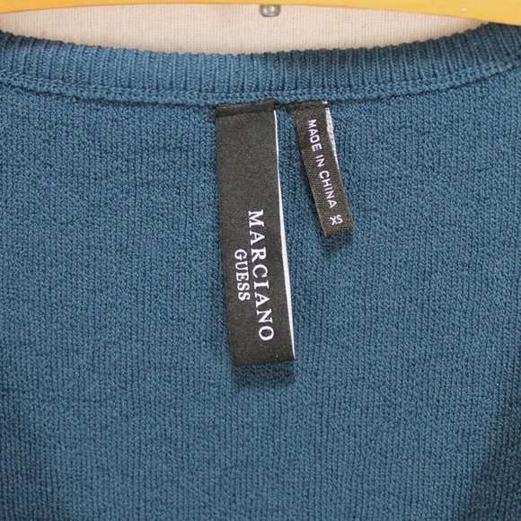 Marciano Guess Dress Womens Size XS Teal Sleeveless V Neck Textured Knit Bodycon - Picture 3 of 5